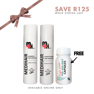 R&H Hair Growth Shampoo & Conditioner 250ml + Triple Act Hair Skin Nail Caps 30's(FREE)